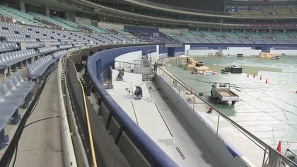 侍ジャパン戦でお披露目…バンテリンドームの「ホームランウイング」建設工事を公開 外野フェンスが1.2m低く6m前に