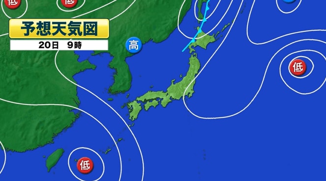 予想天気図　20日午前9時