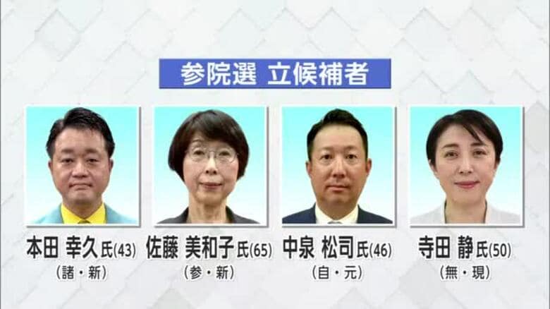参院選公示　秋田県選挙区に現職・元職・新人の4人が立候補届け出　17日間の選挙戦スタート　｜FNNプライムオンライン
