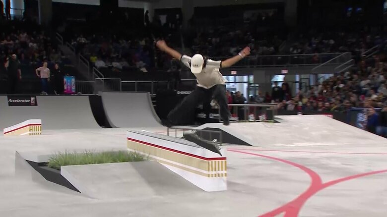 西矢椛はKグラインド ノーリー・ヒールフリップアウトをメイク(Street League Skateboarding)
