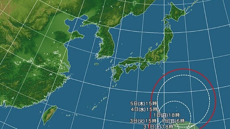 台風31号の進路予想図　日本気象協会 tenki.jpより