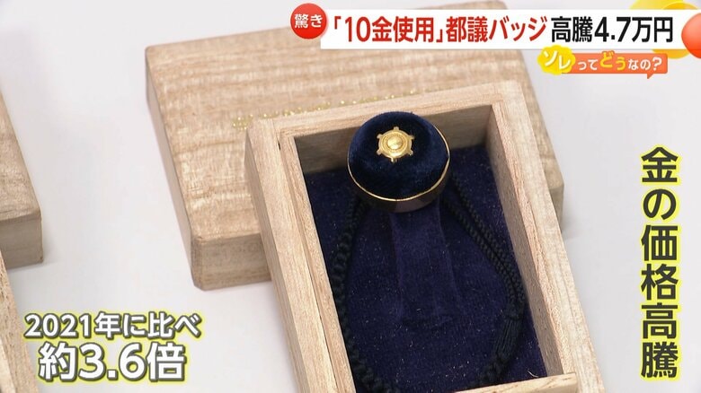 「10金」が使われている都議会議員のバッジ