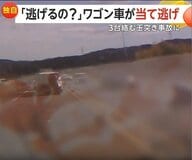 「逃げるの？うわっ！」目の前でワゴン車が当て逃げ…3台絡む玉突き事故　ポールなぎ倒し強引に走り去る　愛知・幸田町