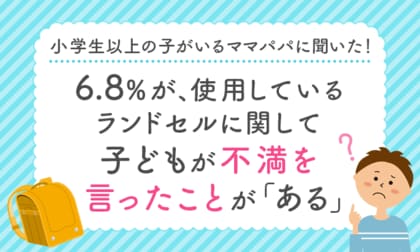 【小学生以上の子がいるママパパに聞いた!】6.8%が、使用しているランドセルに関して子どもが不満を言ったことが「ある」
