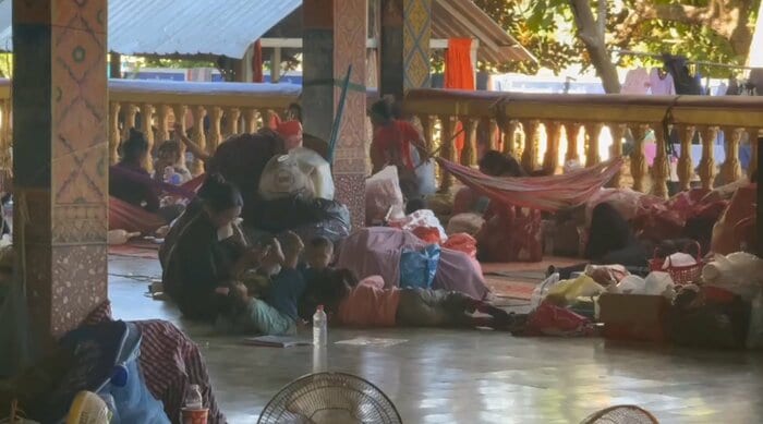 カンボジア側で避難生活を送る人たち（2025年12月）