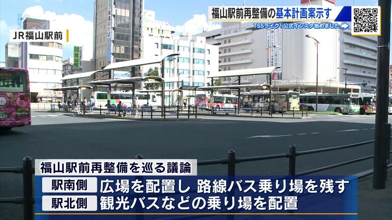 福山駅前再整備　基本計画案示す　駅南側に広場と路線バス乗り場「現実的な案になった」｜FNNプライムオンライン