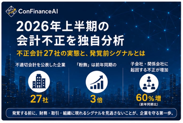 2026年上半期に不適切会計を公表した27社 ― 発覚前シグナルの観点からConFinanceAIが分析