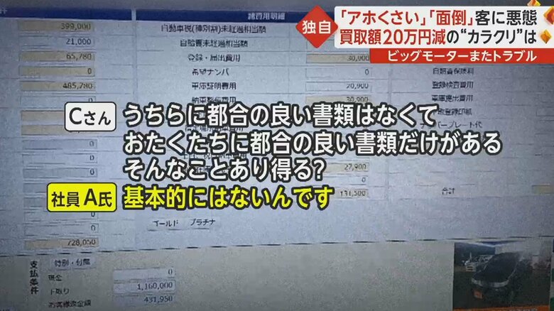 138万5000円の契約書は見当たらないが、116万円の契約書は残っていると説明