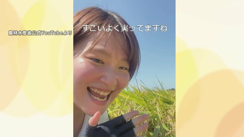 農水省が公開した新米収穫を伝える動画（9）