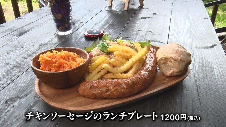 チキンソーセージのランチプレート（税込み1200円）