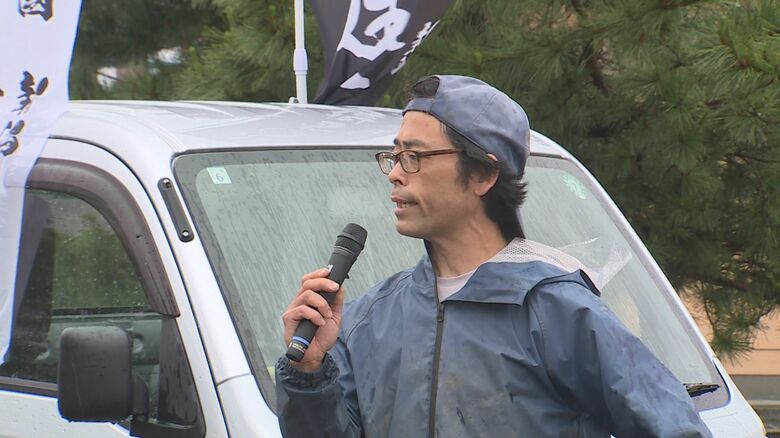 長岡市に向かう途中で集会も