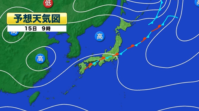 予想天気図　15日午前9時