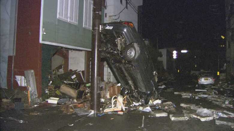 津波発生後の岩手県釜石市