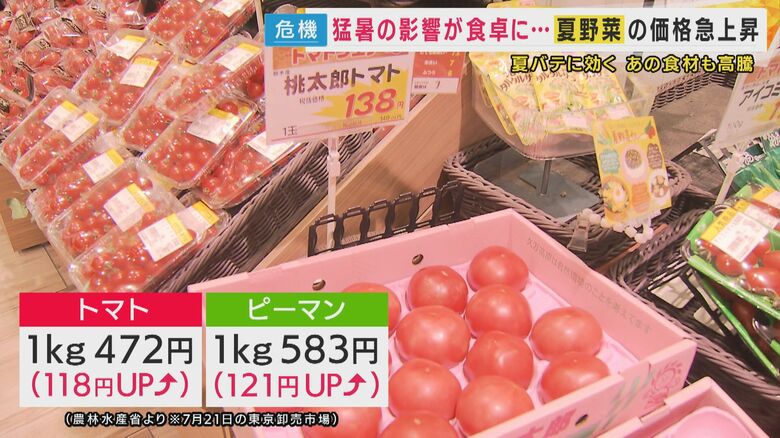 トマトやナスが値上がり