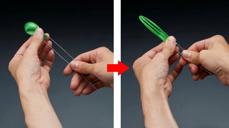 風船の中に針金を通す