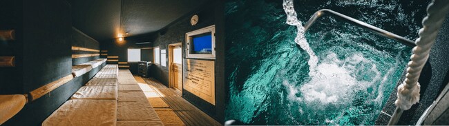 1位「湯らっくす」のサウナと水風呂の様子（一例）