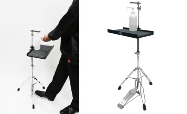 踏み込むだけで消毒液が… ドラムメーカーが作った「ペダル式消毒スタンド」が便利かも