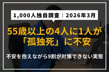 【1,000人調査】55歳以上の4人に1人が孤独死に不安　一人暮らしでは半数超、「誰にも見つけてもらえない」が最多