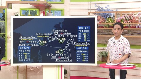 【台風情報】トリプル台風が日本近海に…台風15号列島横断でお盆直撃か　茨城、福島、千葉に上陸の可能性　天達気象予報士解説