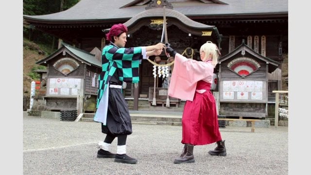 温泉神社で撮影