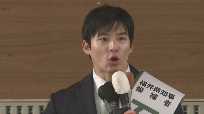力強く「新しい福井を」と訴える石田候補