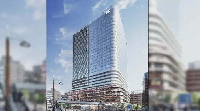 TOCビルの建て替え予想図 30階建てのビルになる計画