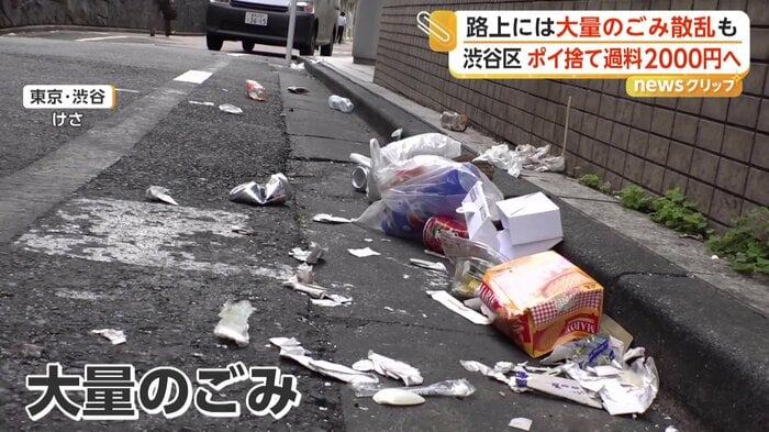 路上のいたるところに放置されたごみ