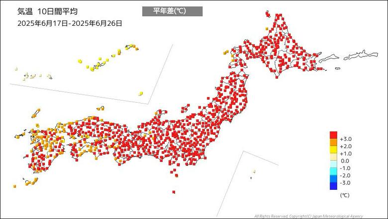「気温の高い状態」今後も1カ月程度は続く見込み　東京都、神奈川県、埼玉県、千葉県、長野県、茨城県、栃木県、群馬県、山梨県　熱中症に注意　気象庁が発表｜FNNプライムオンライン