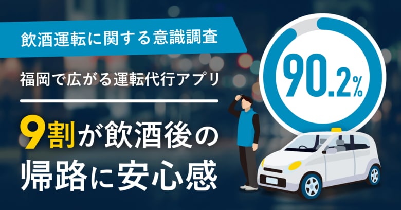【飲酒運転に関する意識調査】福岡で広がる運転代行アプリ。9割が飲酒後の帰路に安心感