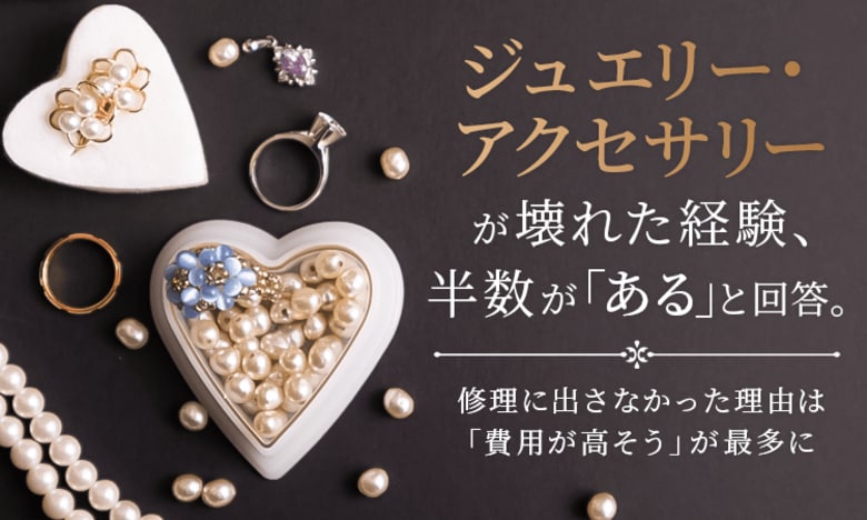 ジュエリー・アクセサリーが壊れた経験、半数が「ある」と回答。修理に出さなかった理由は「費用が高そう」が最多に