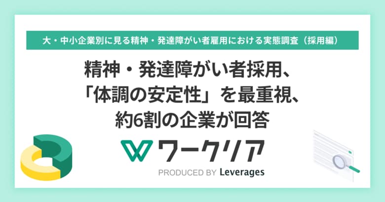 精神・発達障がい者採用、「体調の安定性」を最重視、約6割の企業が回答