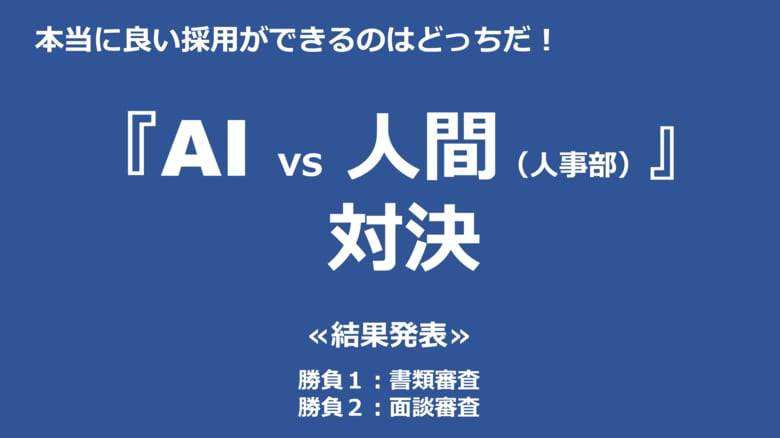新卒採用『AI vs 人間（人事のプロ）』対決！　実証実験前の予想と180度逆の結果。書類選考でAIが敗北するも、面談ではまさかのAIが勝利