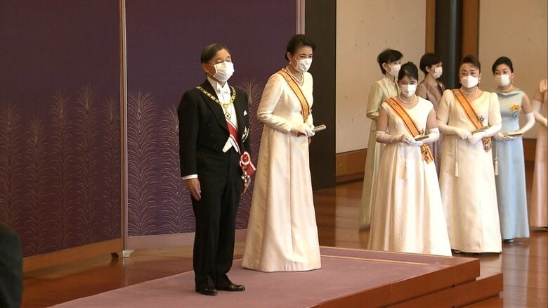 今年の新年祝賀の儀の様子。女性皇族方は3年連続でティアラの着用を控えられた。