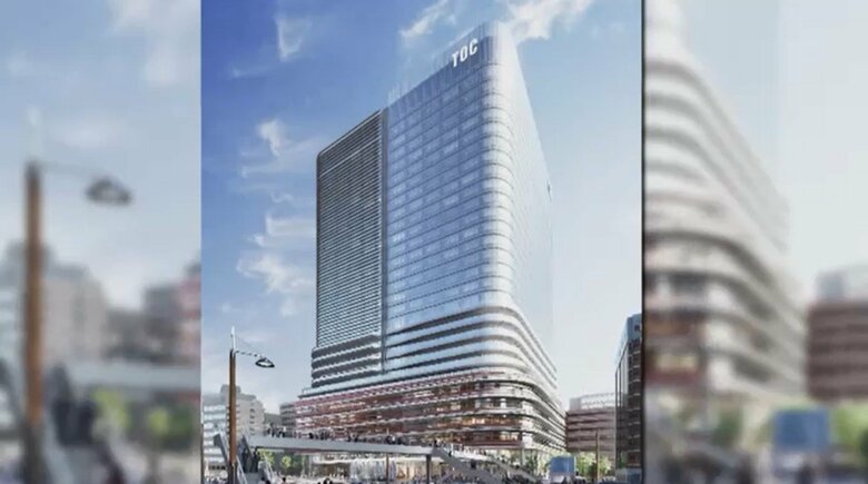 TOCビルの建て替え予想図　30階建てのビルになる計画