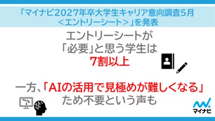 「マイナビ2027年卒 大学生キャリア意向調査5月＜エントリーシート＞」を発表