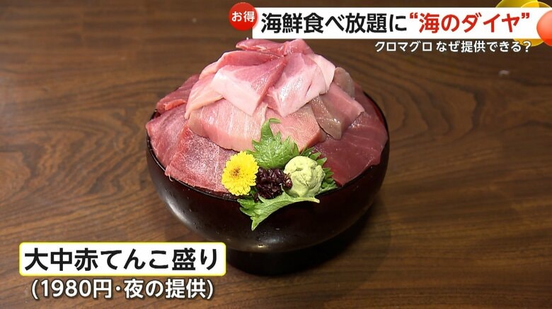 マグロが山盛りの東京・中央区の海鮮居酒屋「たいこ茶屋」のメニュー