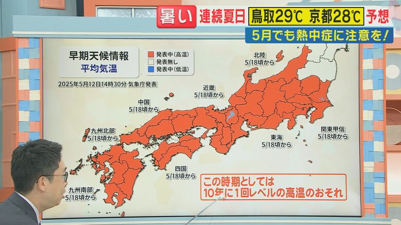 「10年に1回ぐらいの著しい高温、暑さがやって来そう」