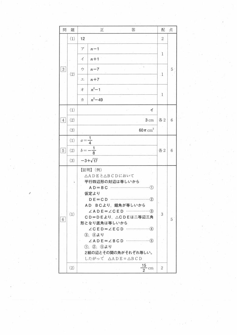 数学・模範解答（2/2）
