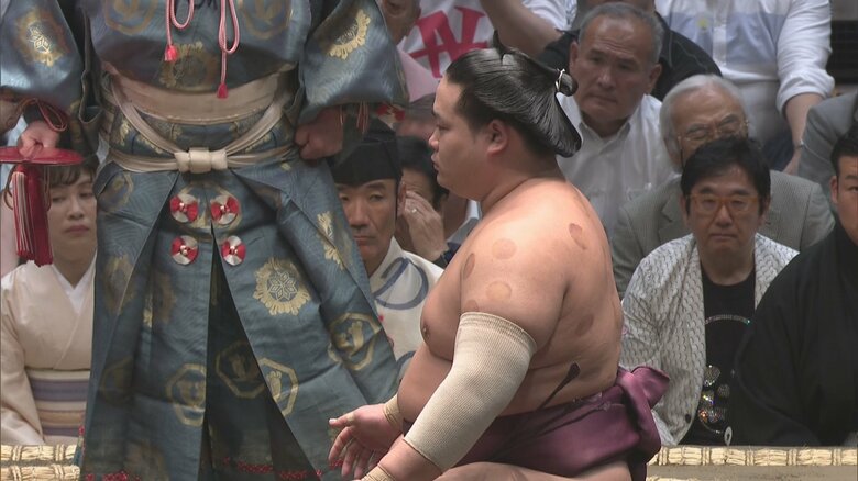 朝乃山と対戦した錦富士