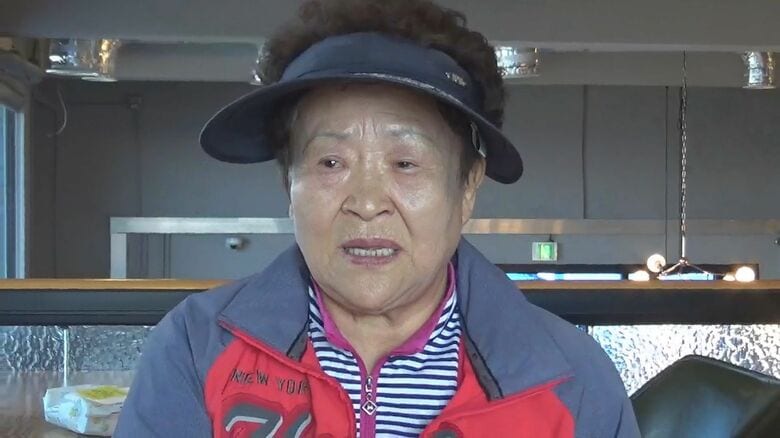 虐殺の実態を証言する高完順（コ・ワンスン）さん（済州島・4月2日）