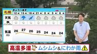 【北海道の天気 14日(火)】高温多湿…蒸し暑さとにわか雨に注意！道東は激しい雷雨も　あす夜から台風から変わった低気圧が大雨もたらす！