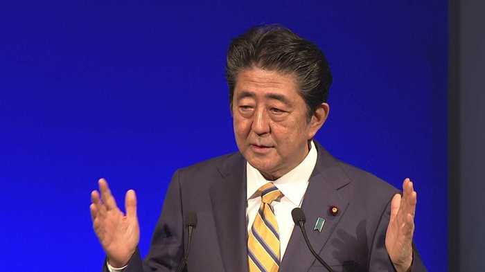 自民党大会で挨拶する安倍首相(2019年2月10日)