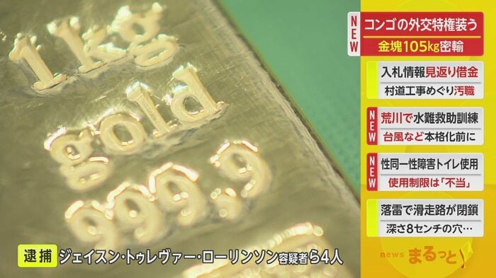 ローリンソン容疑者らが密輸しようとしていた金塊