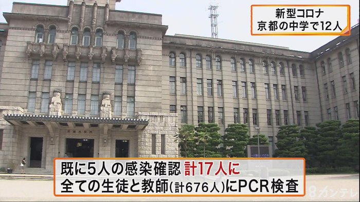 京都市の中学校で新たに12人コロナ感染