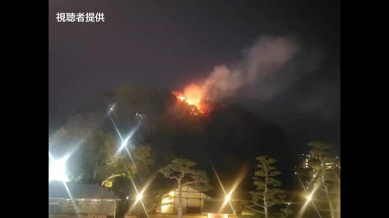 観光地・道後温泉近く「道後公園」内の展望台付近で立ち木など焼く　現場付近は一時騒然【愛媛】｜FNNプライムオンライン