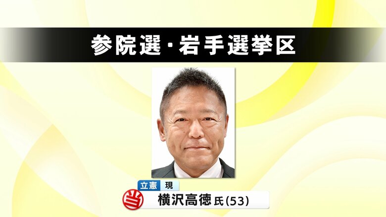 【速報】岩手選挙区　横沢高徳氏（立憲・現）が当選確実　参院選2025｜FNNプライムオンライン