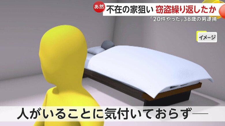 住人寝ている“居空き”に気付かず…自転車で不在の家狙い無施錠の窓から侵入…窃盗容疑で38歳の男逮捕「20件ほどやった」｜FNNプライムオンライン