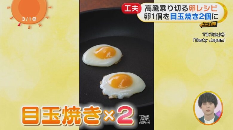 1つの卵から目玉焼きが2つ作れた！