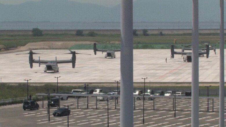有明海沿岸の佐賀駐屯地に配備されているオスプレイ