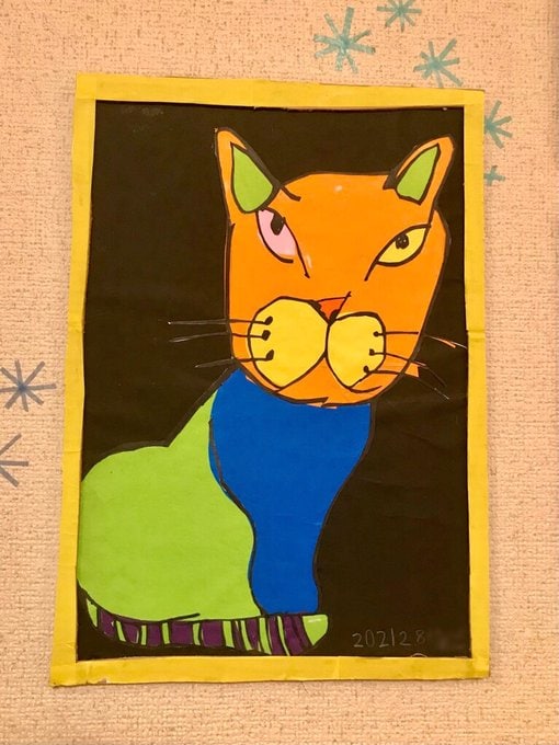 7歳の息子が描いたネコの絵